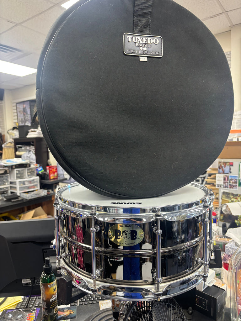 Pork Pie 6 1/2x14 Black nickel/brass snare/bag