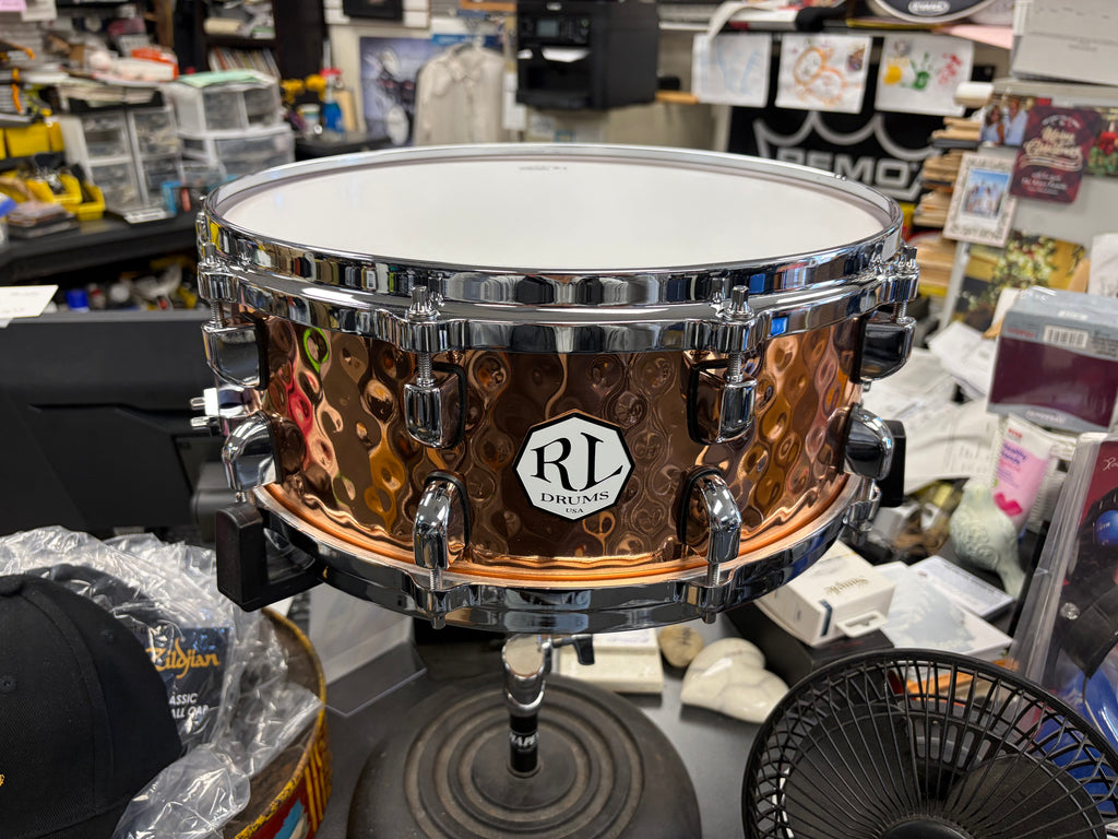 RL DRUMS  6 1/2x14 hammered copper snare drum new