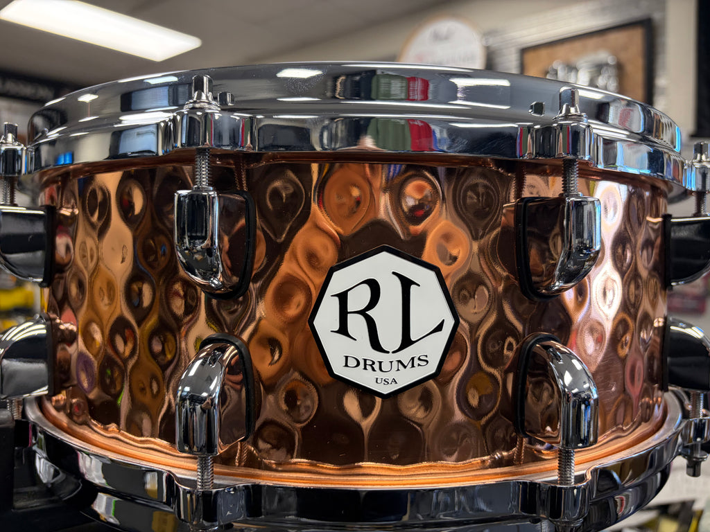 RL DRUMS  6 1/2x14 hammered copper snare drum new