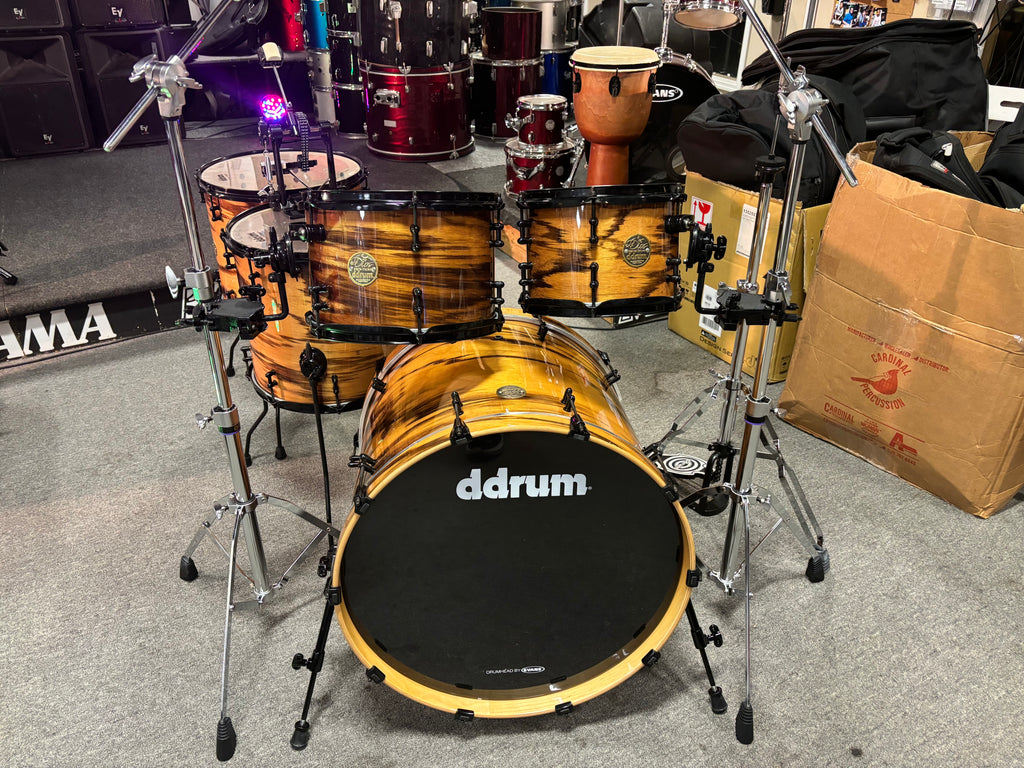 Ddrum 5 Piece Exotic Zebra Wood Drumset/hardware complete