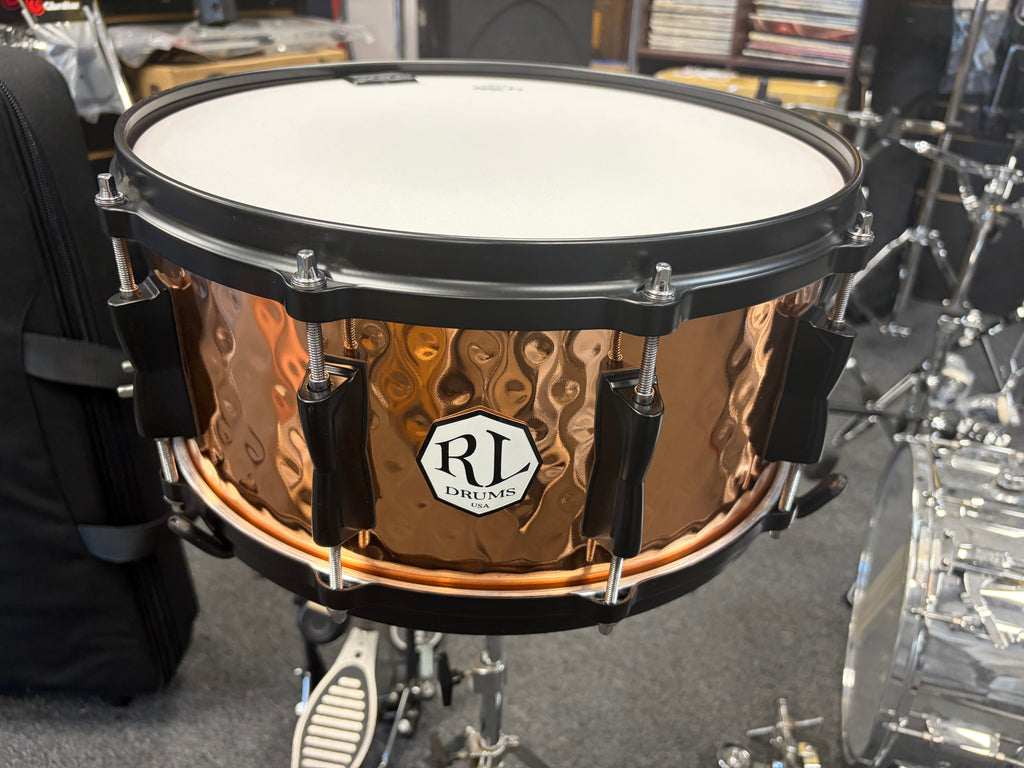 RL DRUMS  6 1/2x14 hammered copper snare NEW