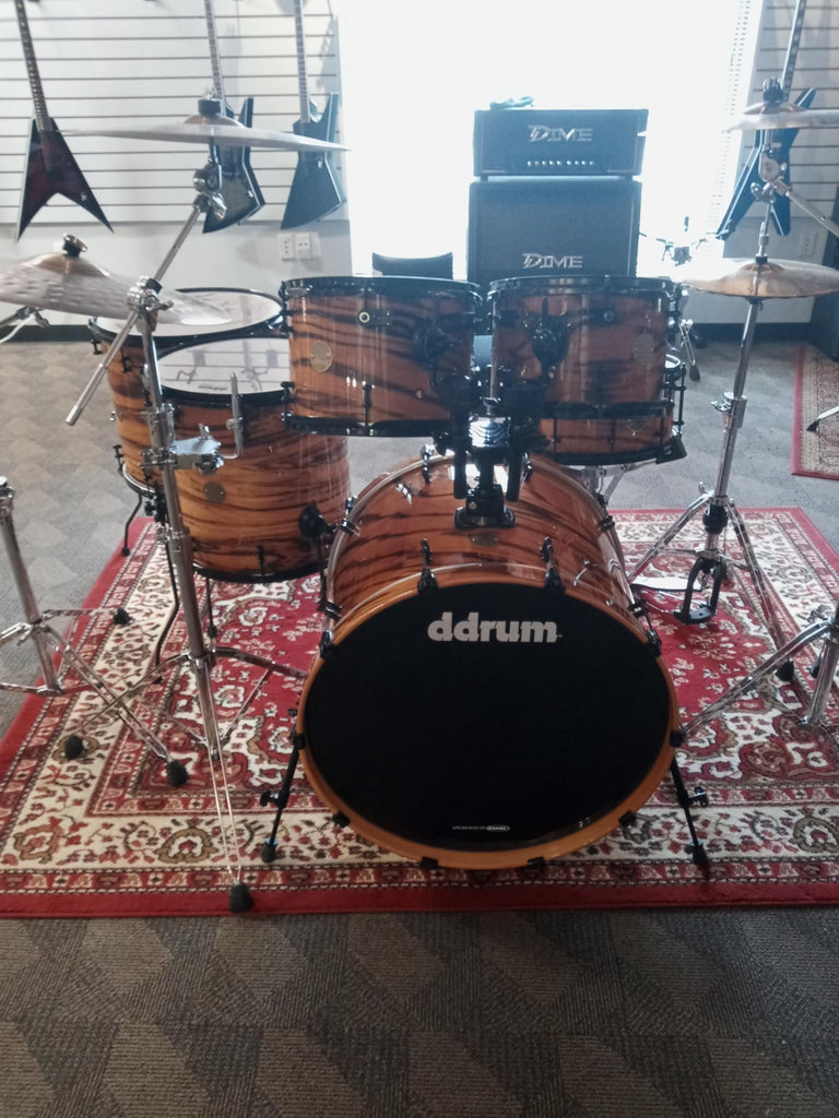 Ddrum 6 Piece Exotic Zebra Wood Drumset with Holders