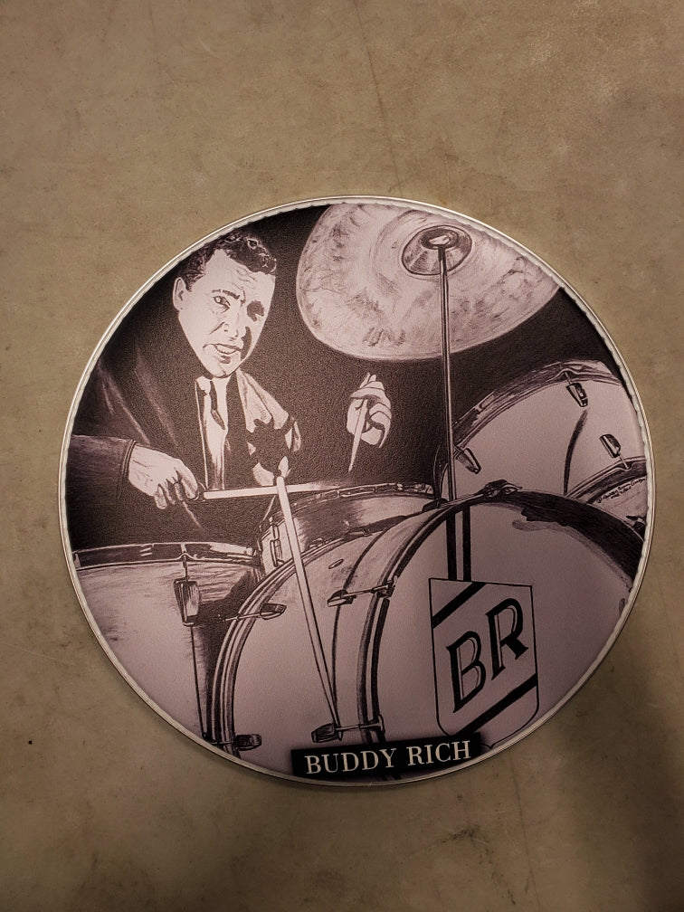 Buddy Rickh Stick/Vintage Drum Head Combo