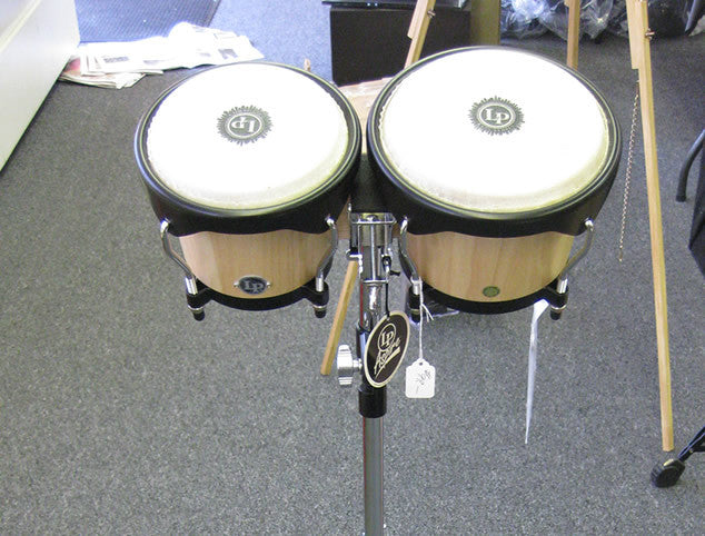 LP Aspire Natural Wood Bongos with Stand