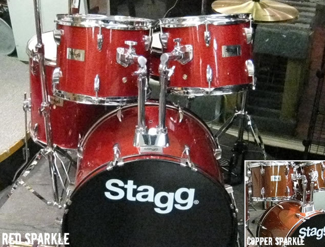 Stagg 5pc Beginner Drum Set in Copper or Red
