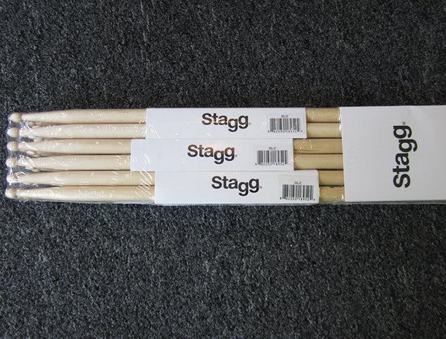 Stagg 12 Pair Brick of Drumsticks - Birch in 5A, 5B or 2B Wood Tip